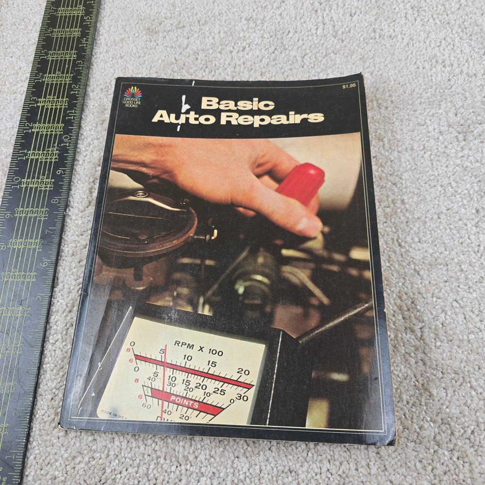 Grosset & Dunlap Basic Auto Repairs Book Black Vintage DIY Guide Byron G Wels